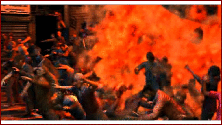 Explosion des bombes à l'endroit du rassemblement de Zombies