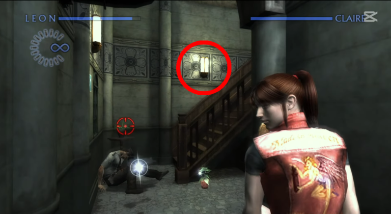 Escalier Ouest (RDC) (Mémoire d'une Cité Perdue: Chapitre 2 - RE The Darkside Chronicles) (©ZankiTsubushiGameMovie)