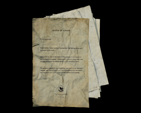 AVIS DE FERMETURE DE L'HOTEL (RE9 Requiem) (©EvilResource)