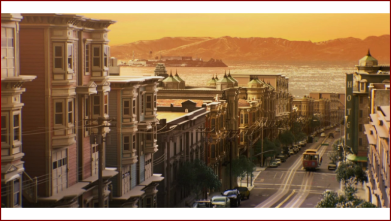 Rue de San Francisco, et l'Île d'Alcatraz